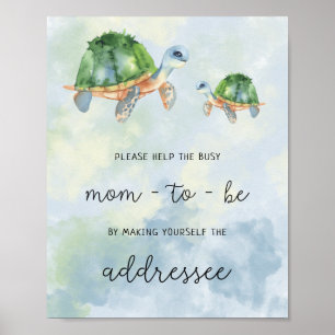 Havssköldpaddor - Hjälp Busy Mamma Adress Poster