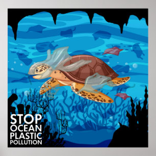 Havssköldpaddor i plastpåsar poster