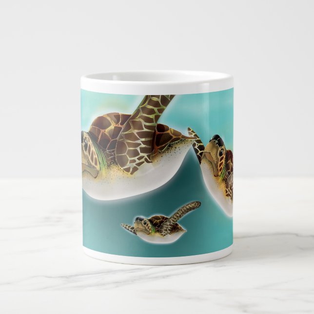 Havssköldpaddor Illustration Jumbo Mugg (Framsidan)