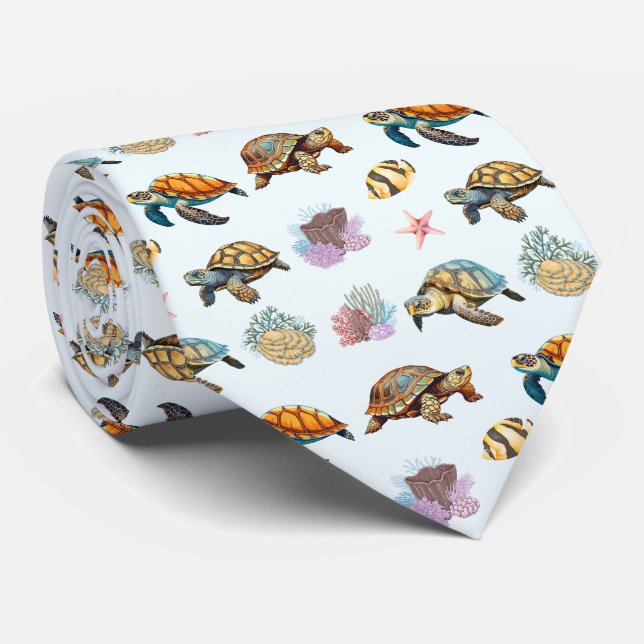 Havssköldpaddor, korallfiskblått slips (Rullad)