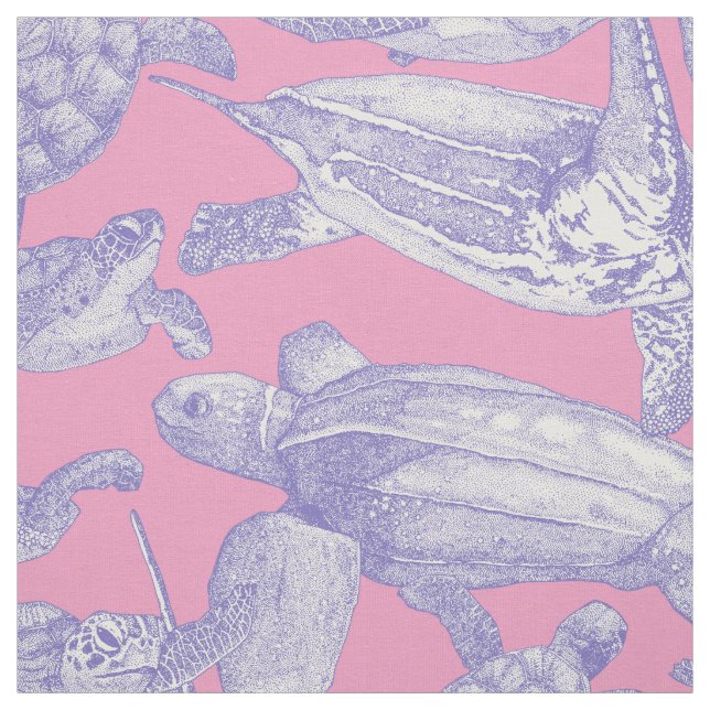 Havssköldpaddor lavender Pastel magenta Tyg (Provkarta)