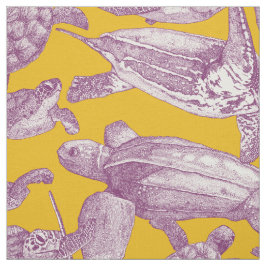 Havssköldpaddor lila gult tyg