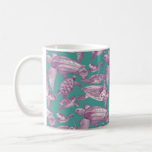 havssköldpaddor lila turkos kaffemugg