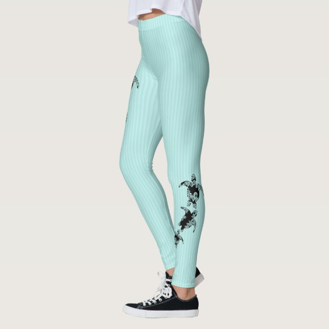 Havssköldpaddor och Pin Rand Aqua Leggings (Vänster)