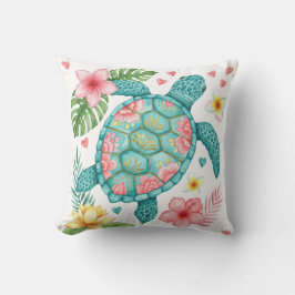 Havssköldpaddor och tropiska blommor kudde