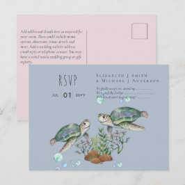 Havssköldpaddor Strand Bröllop Vykort