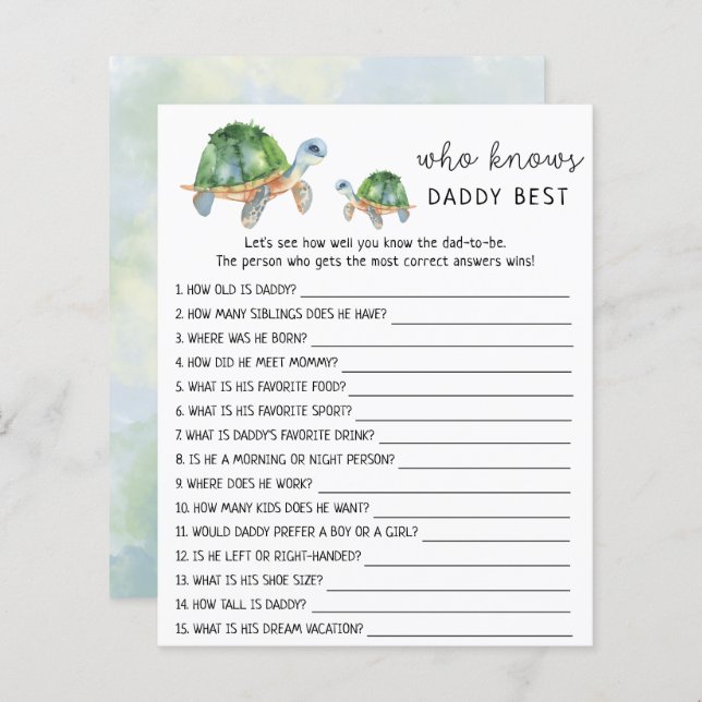 Havssköldpaddor - Vem känner Pappa bäst (Fram/baksida)