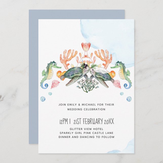 Havssköldpaddors Bröllop med Brud och Brudgumme (Fram/baksida)