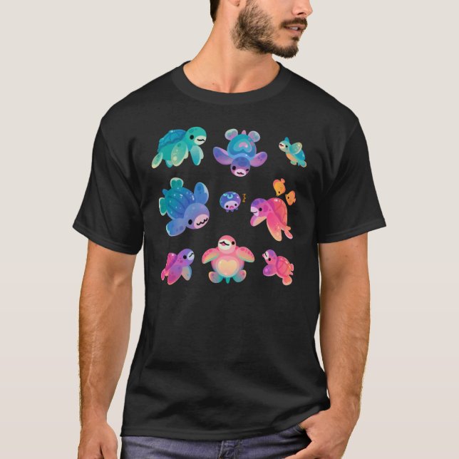 Havssköldpadds vänner retro t shirt (Framsida)