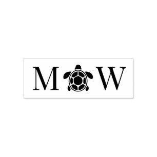 Havssköldpaddsbröllop 2 Initialer Monogram Självfärgande Stämpel