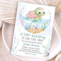 Havssköldpaddsflicka Baby Shower Söt Liten Kläckni