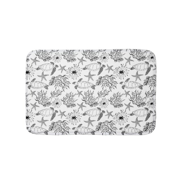 Havssköldpaddsväxter, korall, utan havsbotten badrumsmatta (Framsidan)