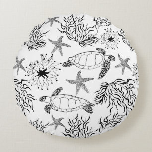 Havssköldpaddsväxter, korall, utan havsbotten rund kudde