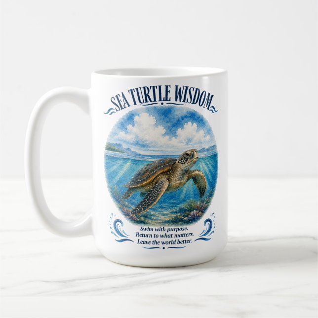 Havssköldpaddsvisdom under vågorna kaffemugg (Vänster)