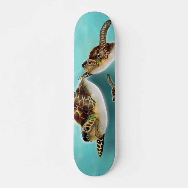 Havssköldpors Illustration Old School Skateboard Bräda 21,6 Cm (Framsida)