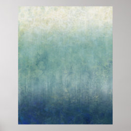 Havsskum - Abstrakten Ombre Soft Blue Grönt Poster