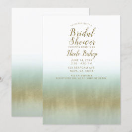 Havsskum Guld Vit Elegant Strand Bröllopsdusch Inbjudningar