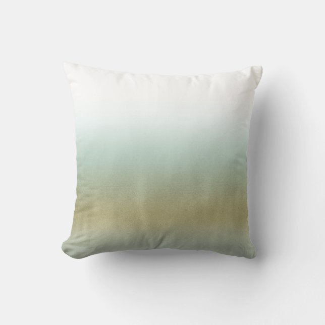 Havsskum Guld Vit Elegant Strand Modern Bröllop Kudde (Framsida)