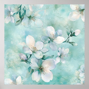 Havsskumgrön blomsterduk konst poster