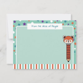 Havsskumgrön röd panda från Ditt namn på skrivbord Anteckningskort