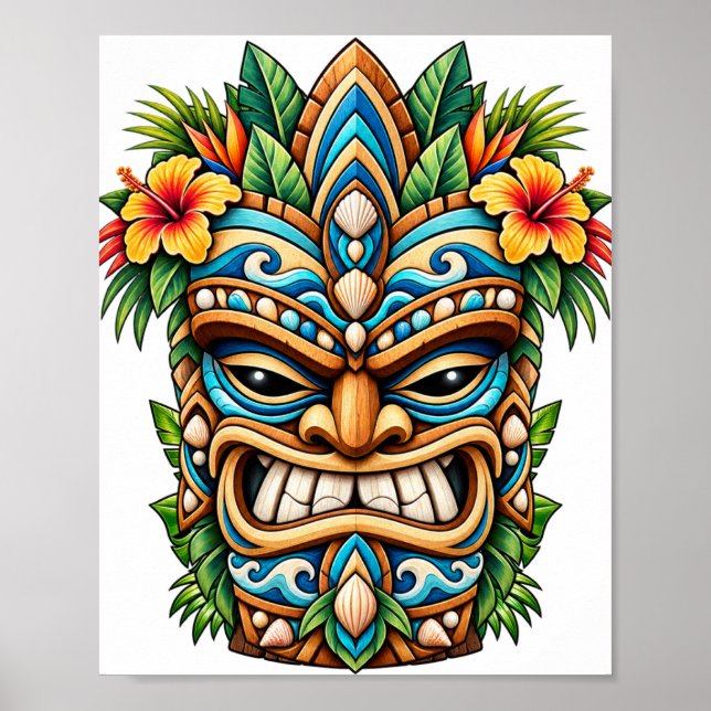 Havsskummeblomma Tiki-affisch Poster (Framsidan)