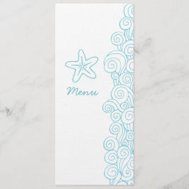 Havssnäckor, blåvit bröllop-middagsmeny meny