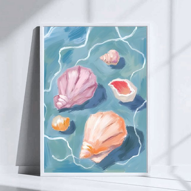 Havssnäckor Pastell Akvarell Kust Poster (Skapare uppladdad)