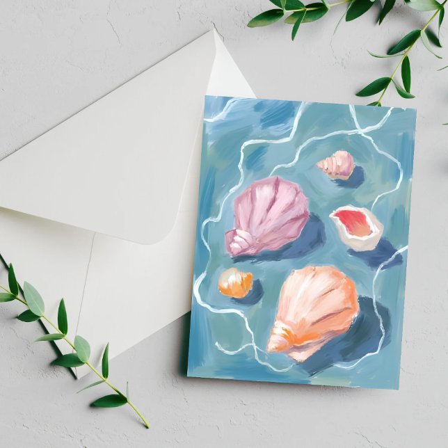 Havssnäckor Pastell Akvarell Kustkort (Skapare uppladdad)