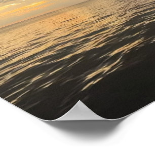 Havssolnedgång Reflexfotografering -Vacker hav Poster