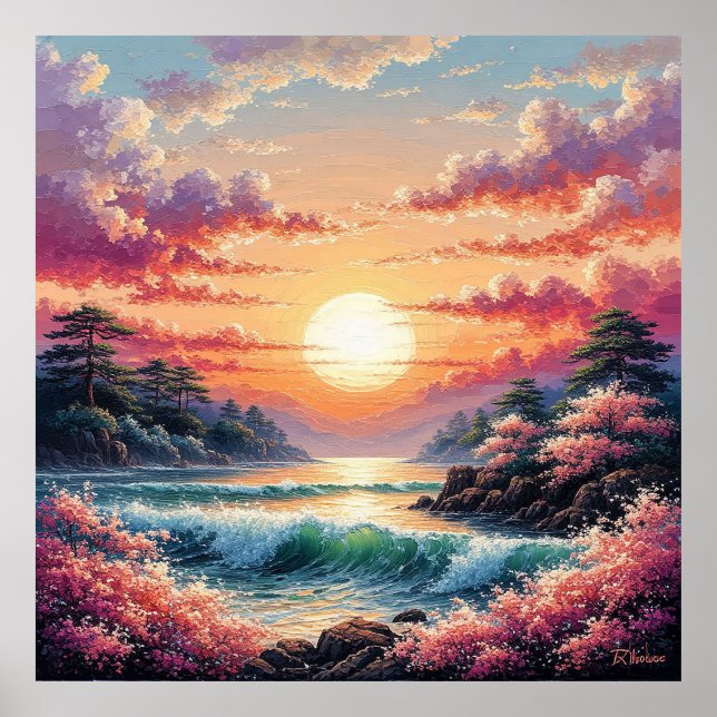 🌅 Havssolnedgångsdekor För Uppfriskning Av Kustnä Poster (Framsidan)
