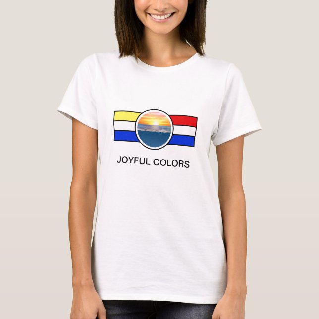 Havssoluppgång med primärfärger & ränder t shirt (Framsida)
