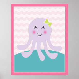 Havssötisar Flick Själsliv Rosa Bläckfisk Konstaff Poster