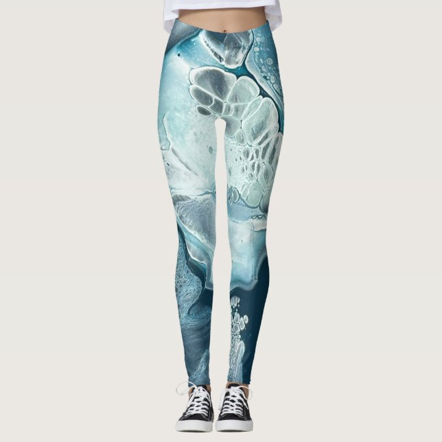 Havsspray i tealtoner leggings (Framsida)