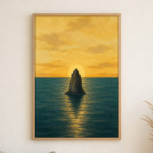 Havsstack Sunrise Watercolour Kustkonstaffisch