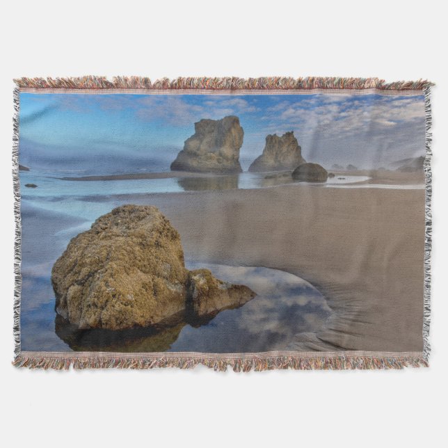 Havsstackar på Bandon Beach i Bandon, Oregon 2 Mysfilt (Framsidan)