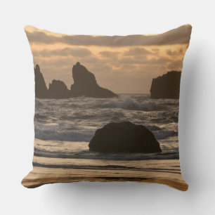 Havsstackar på stranden vid Bandon, Oregon Kudde