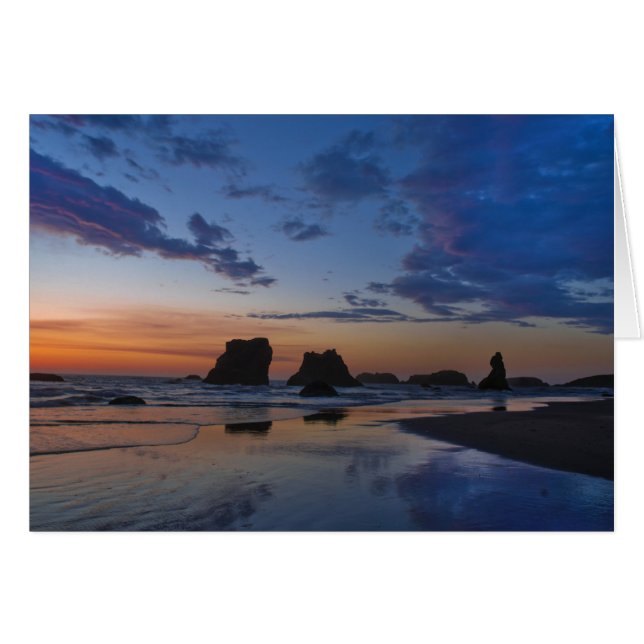 Havsstaplar i Bandon - Sunset på Oregon Kusten Hälsningskort (Framsidan Horizontal)