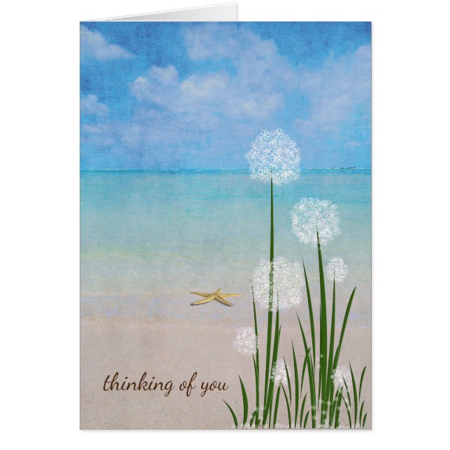 Havsstjärnor och strandblommor hälsningskort (Framsidan)