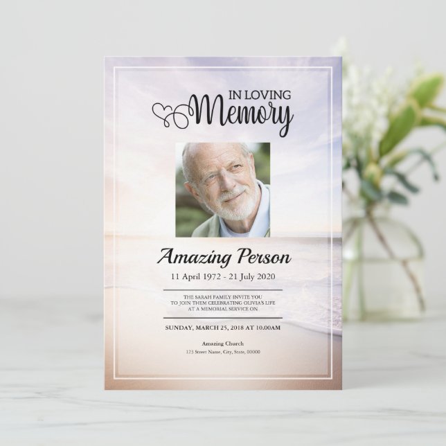 Havsstrand Begravning tjänster order Inbjudan (Stående Fram)