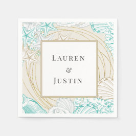 havsstrand kust turkos Monogram Servett