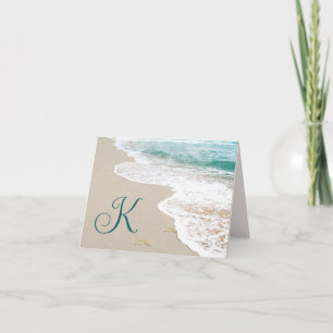 Havsstrand med Monogram Brev K Anteckningskort