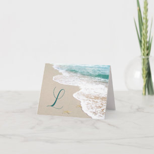 Havsstrand med Monogram Brev L Anteckningskort