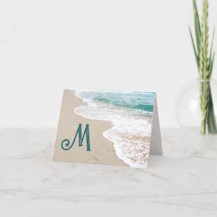 Havsstrand med Monogram Brev M Anteckningskort