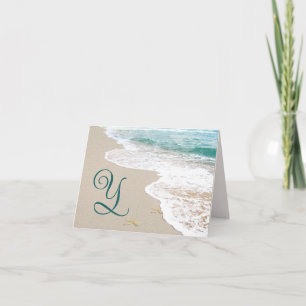 Havsstrand med Monogram Brev Y Anteckningskort