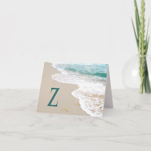 Havsstrand med Monogram Brev Z Anteckningskort