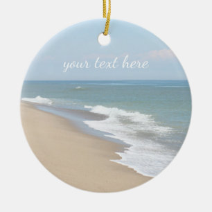 Havsstrand och vågar julgransprydnad keramik