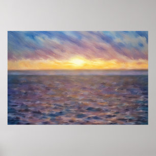 Havsstrand Solnedgång Konst Impressionist Affisch