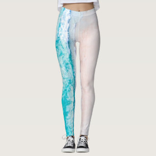 Havsstrand, vackert landskap, resetema. leggings