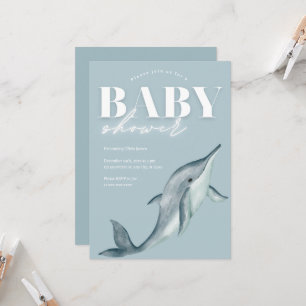 Havstema delfin baby shower inbjudningar