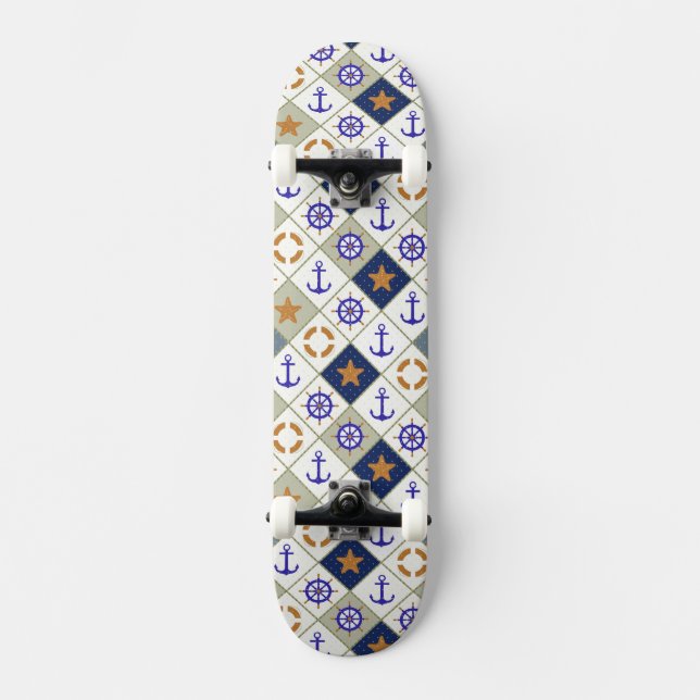 Havstemamönster 2 skateboard bräda 21,5 cm (Framsida)